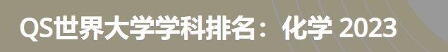 日本最佳化学大学|2023年qs世界大学学科排名