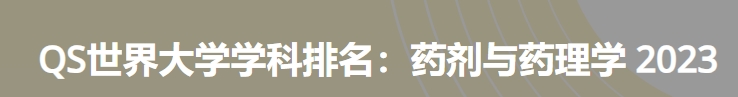 日本最佳药剂与药理学大学|2023年qs世界大学学科排名