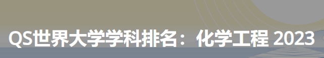 日本最佳化学工程大学|2023年qs世界大学学科排名