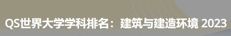 日本最佳建筑与建造环境大学|2023年qs世界大学学科排名